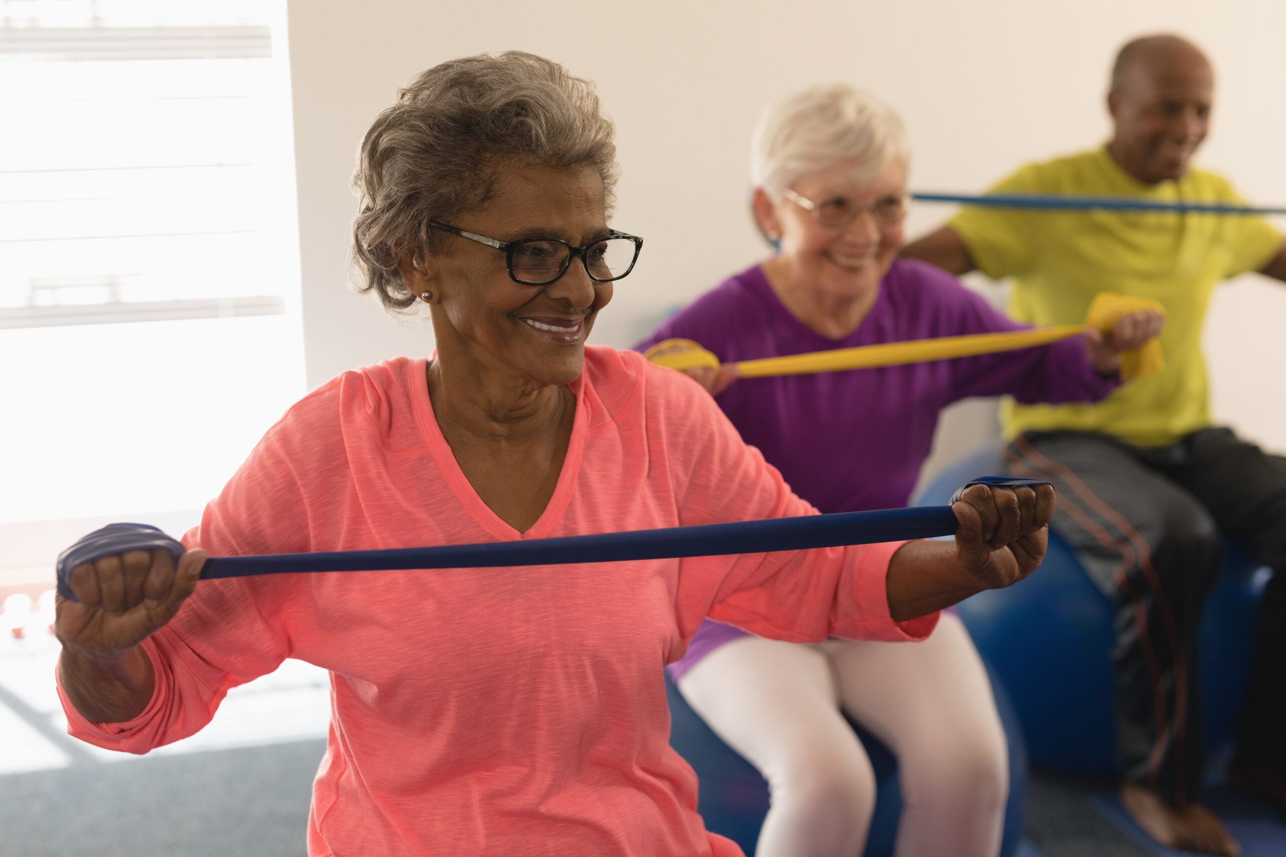 elderly people working out